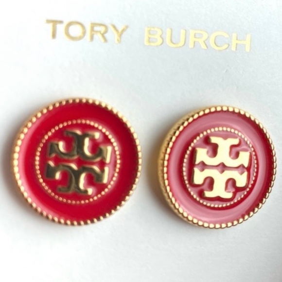 Tory Burch red thin circular stud earrings - Picture 3 of 9